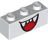 Brick 1 x 3 with Dark Red Open Mouth Smile with Sharp Teeth and Red Tongue Pattern (Super Mario Boo Lower Face)