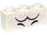 Brick 1 x 3 with Black Closed Eyes and Eyebrows, Bright Pink Diagonal Lines Pattern (Super Mario Boo Upper Face)