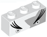 Brick 1 x 3 with Dark Bluish Gray Eyes, Long Black Eyebrows, and Light Bluish Gray Star Shape Pattern (Super Mario Morton Upper Face)