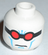 Minifigure, Head Goggles Black with Red Lenses, Medium Azure Wrinkles Pattern (Mr. Freeze)