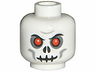 Minifigure, Head Skull with Red Eyes, Dark Bluish Gray Eye Shadow, Light Bluish Gray Cheek Lines, Black Mouth and Nostrils, Furrowed Brow, Evil Grin Pattern