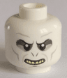 Minifigure, Head Alien with Large Upper Eyelids, Dark Bluish Gray and Light Bluish Gray Eye Shadow, Slit Nostrils, Cheek Lines and Chin Dimple, Open Mouth Smile with Bright Light Yellow Top Teeth Pattern