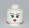Minifigure, Head Female Black Eyebrows, Red Small Lips, White Pupils Pattern