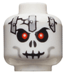 Minifigure, Head Skull Red Eyes, Black Cracks, Light Bluish Gray Metal Plates and Cheek Lines, Evil Grin Pattern