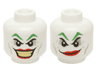 Minifigure, Head Dual Sided Green Eyebrows, Light Bluish Gray Eye Shadow, Cheek Lines and Dimples, Red Lips, Large Open Mouth Smile with Bright Light Yellow Teeth / Smirk Pattern