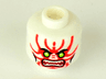 Minifigure, Head Alien with Lime Eyes, White Fangs, Red Face Decorations, Dark Red Mouth and Black Cheek Lines Pattern
