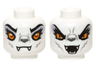 Minifigure, Head Dual Sided Alien Chima Wolf with Yellow Eyes and Lavender Eye Shadow, Closed Mouth / Open Mouth Pattern (Windra)