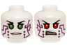 Minifigure, Head Dual Sided Alien Female with Purple Circuitry, Green Eyes / Red Eyes Pattern (Pixal / P.I.X.A.L.)