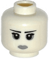 Minifigure, Head Female Black Straight Thin Eyebrows, Eyelashes, Light Bluish Gray Eye Shadow and Lips, Neutral Pattern