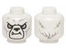 Minifigure, Head Alien Chima Bear with Black Nose, Bright Light Blue Eyes, Light Bluish Gray Fur, and Lower Fangs Pattern