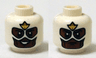 Minifigure, Head Dual Sided Mask with Brown Face and Gold Emblem on Forehead, Open Mouth / Closed Mouth Pattern