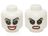 Minifigure, Head Dual Sided Female Gray Eyes and Eye Shadow, Red Lips, Open Smile / Bared Teeth Angry Pattern (Harley Quinn)