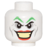 Minifigure, Head Green Eyebrows, Light Bluish Gray Eye Shadow, Cheek Lines and Dimples, Red Lips, Large Open Mouth Smile with Bright Light Yellow Teeth Pattern