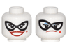 Minifigure, Head Dual Sided Female Black Eye Mask, Dark Red Lips, Diamond on Cheek, Wide Smile / Blue Eye Shadow, Frown Pattern
