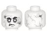 Minifigure, Head Alien with PotC Gray Cracks and Spots, Bushy Black Eyebrows, White Eyes, Crooked Frown Pattern