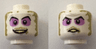 Minifigure, Head Dual Sided Purple Eye Shadow, Dirt Around Face, Smile / Angry Pattern (Beetlejuice)