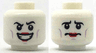 Minifigure, Head Dual Sided Black Eyebrows, Lavender Cheek Lines, Red Lipstick, Wide Grin / Worried Pattern