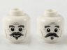 Minifigure, Head Dual Sided Dark Bluish Gray Bushy Eyebrows, Handlebar Moustache and Soul Patch, Light Bluish Gray Wrinkles, Cheek Lines and Forehead Creases, Open Mouth Smile / Worried Expression Pattern