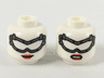 Minifigure, Head Dual Sided Female Dark Silver Goggles with Black Outlines, Red Lips, Smile / Gritted Teeth Pattern