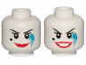 Minifigure, Head Dual Sided Female Red Lips, Heart Shaped Beauty Mark, Dark Azure Paint Splotch, Smile / Open Mouth Smiile Pattern
