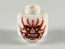 Minifigure, Head Alien with Lime Eyes, White Fangs, Red Simpler Face Decorations and Black Mouth and Cheek Lines Pattern