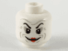 Minifigure, Head Light Bluish Gray Contour Lines, Black Raised Eyebrows, Red Lips Pattern
