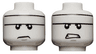 Minifigure, Head Dual Sided White Headband, Gray Chin Dimple, Frown / Angry Pattern (Batman)