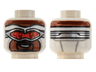 Minifigure, Head Balaclava, Reddish Brown Face, Silver Goggles with Red Lenses, Smile with Teeth, Black Goatee Pattern