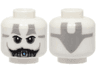 Minifigure, Head Alien Black Eyebrows, Dark Bluish Gray Eye Shadow, Dark Silver Vocabulator, Light Bluish Gray Tattoos Pattern