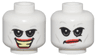 Minifigure, Head Dual Sided Black and Light Bluish Gray Eyes with Upper Eyelids, Red Lips, Open Mouth Smile with Bright Light Yellow Teeth / Smirk Pattern