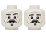 Minifigure, Head Dual Sided Dark Bluish Gray Bushy Eyebrows, Left Raised, Handlebar Moustache and Soul Patch, Light Bluish Gray Wrinkles, Cheek Lines and Forehead Creases, Lower Eyelids, Open Mouth Smile / Worried Expression Pattern