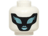 Minifigure, Head Alien Female Black Mask, Metallic Light Blue Lips and Eyes with Eyelashes Pattern