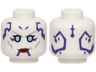 Minifigure, Head Alien Female SW Dathomirian Zabrak with Light Bluish Gray Eyebrows and Cheek Lines, Bright Light Blue Eyes, Dark Purple Markings, Dark Red Lips, Grin Pattern
