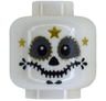 Minifigure, Head Alien El Catrín with Black Triangular Nose, Stitched Mouth, Dark Bluish Gray Eye Shadow, Gold Face Paint with 3 Stars Pattern (BAM)