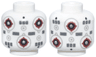 Minifigure, Head without Face with Light Bluish Gray Circles, Dark Red Crosshairs, Dark Bluish Gray Rectangles and Black Dots Pattern (SW Marksman-H Training Remote Droid)