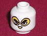 Minifigure, Head Balaclava with Holes over Yellow Face with Angry Black Eyebrows and White Eyes Pattern