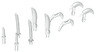 Minifigure, Weapon Pack Hooks, Knives, and Swords, 10 in Bag (Multipack)