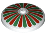 Dish 4 x 4 Inverted (Radar) with Solid Stud with Red and Green Stripes / Petals Pattern