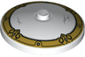 Dish 4 x 4 Inverted (Radar) with Solid Stud with Light Bluish Gray Scratches and Gold Decorative Border Pattern