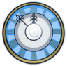 Dish 4 x 4 Inverted (Radar) with Solid Stud with Bright Light Blue and Dark Azure Clock Face with Black Hands and Gold Roman Numerals and Border Pattern