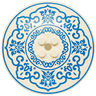 Dish 8 x 8 Inverted (Radar) - Solid Studs with Blue Flower Petals, Dots and Circle Border Pattern