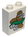 Duplo, Brick 1 x 2 x 2 with Bills and Coins Money Pattern