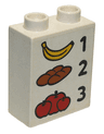 Duplo, Brick 1 x 2 x 2 with Banana 1 Bread 2 Tomatoes 3 Pattern