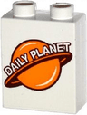 Duplo, Brick 1 x 2 x 2 with Planet and 'DAILY PLANET' Pattern