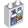 Duplo, Brick 1 x 2 x 2 with Two Bubble Bath Bottles Pattern