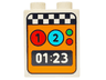 Duplo, Brick 1 x 2 x 2 with Red and Green Lights, '1', '2', '01:23' and Black and White Checkered Pattern