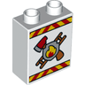 Duplo, Brick 1 x 2 x 2 with Fire Department Logo Pattern