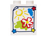 Duplo, Brick 1 x 2 x 2 with Painting of Yellow Sun and Red Flower, Lime and Dark Azure Splotches and Stars Pattern