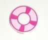 Tile, Round 2 x 2 with Magenta and Bright Pink Life Preserver, Curved Bands Pattern