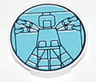 Tile, Round 2 x 2 with Vitruvian Minifigure on Light Blue Background Pattern